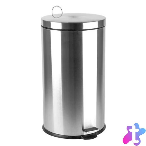 Pedálos szemetes, rozsdamentes acél, kivehető műanyag vödörrel, 30 liter