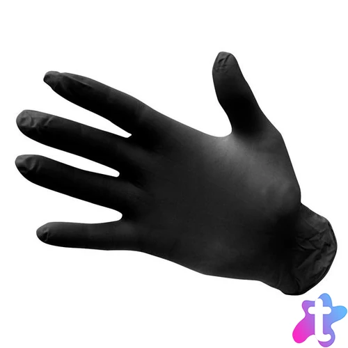 Védőkesztyű, egyszer használatos, nitril, XL méret, púder nélküli, fekete
