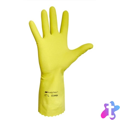 Védőkesztyű, latex, 7-es méret, sárga