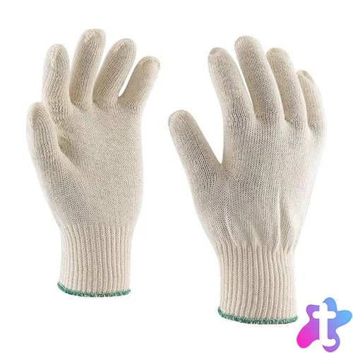 Védőkesztyű, kötött, pamut, 8-as méret, fehér
