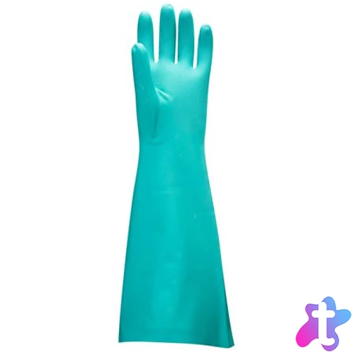 Védőkesztyű, nitril, vegyszerálló, hosszúszárú, XL méret, zöld