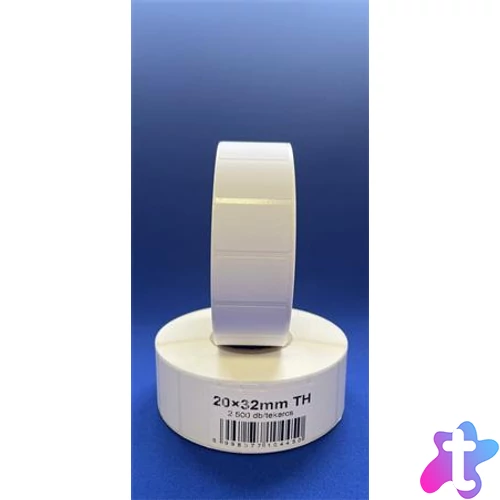 Etikett, thermo, 20x32 mm, 2500 etikett/tekercs, fehér