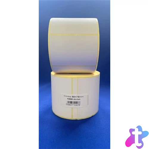 Etikett, thermo, 50x75 mm, 1000 etikett/tekercs, fehér