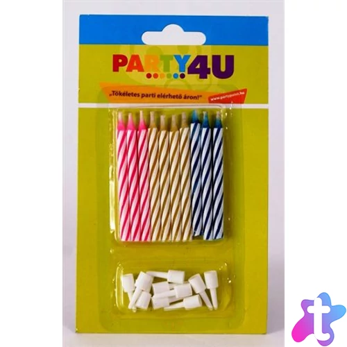 Gyertya, születésnapi, 10+10 db tartó