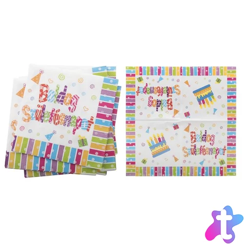 Szalvéta, 33x33 cm, "Boldog születésnapot"