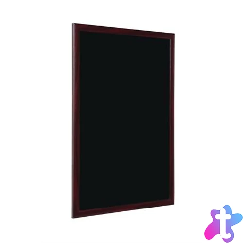 Krétás információs tábla, fekete felület, 45x60 cm, cseresznyefa színű keret