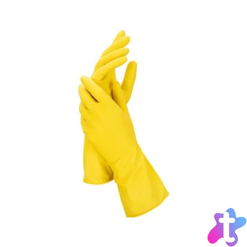 Gumikesztyű, háztartási, latex, M méret, sárga