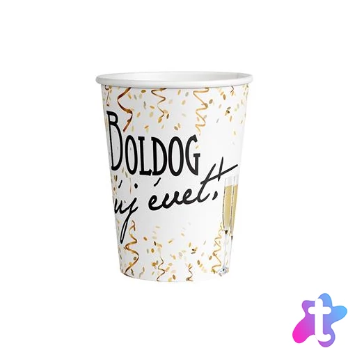Pohár, papír, 250 ml, "Boldog Új évet"
