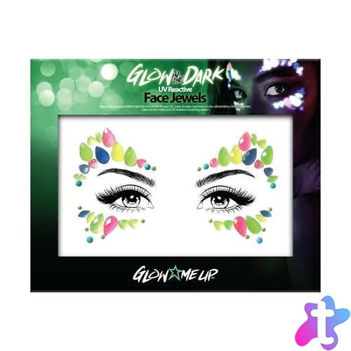 Arc ékszer készlet, öntapadó, UV fényben fluoreszkáló, "Glow in the dark", neon színek