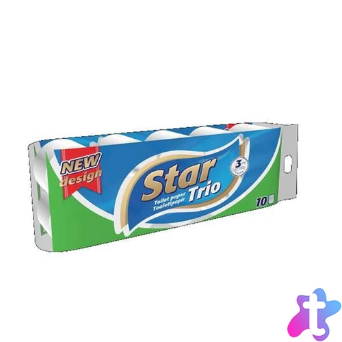 Toalettpapír, 3 rétegű, kistekercses, 10 tekercs, "Star Trio"