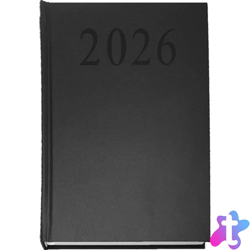 Naptár, tervező, A5, napi, 2027, fekete
