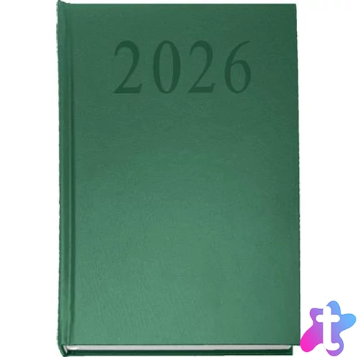 Naptár, tervező, A5, napi, 2027, zöld
