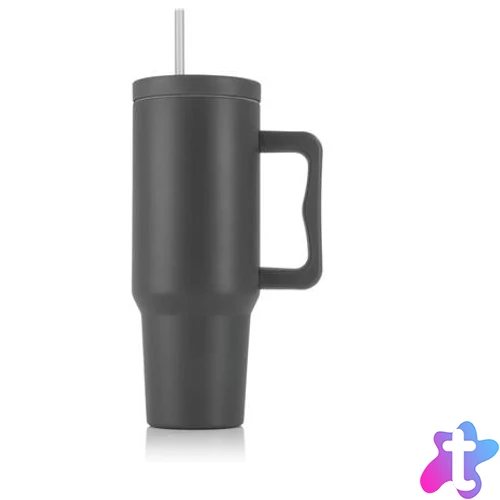 Termoszbögre, 1,2 l,  szívószállal, füllel, szürke