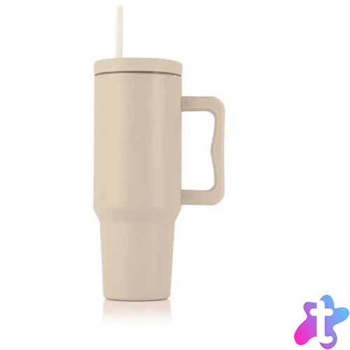 Termoszbögre, 1,2 l,  szívószállal, füllel, bézs