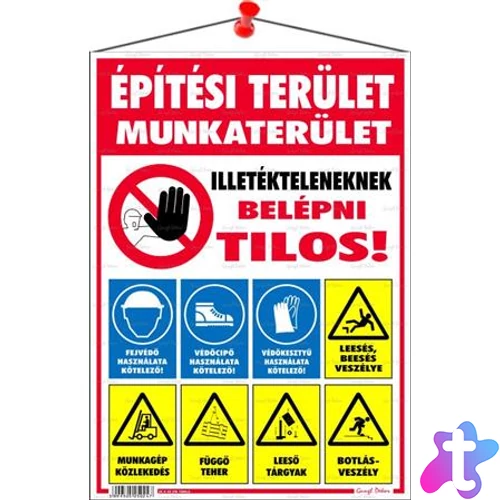 Információs tábla, 35x25 cm, "Építési terület!"
