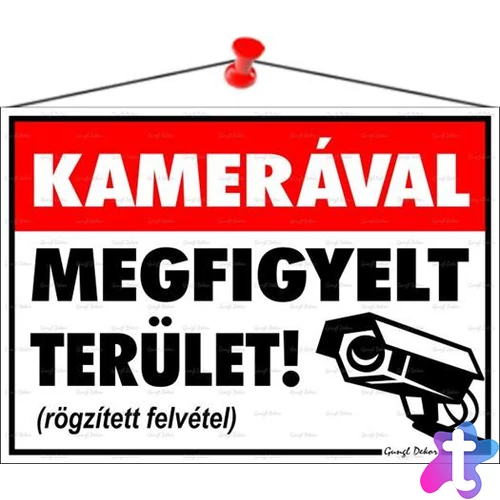 Információs tábla, 35x25 cm, "Kamerával megfigyelt terület"
