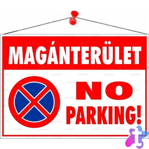 Információs tábla, 50x35 cm, "Magánterület No parking!"