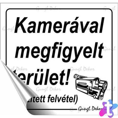 Információs matrica, 8,7x8,3 cm, "Kamerával megfigyelt terület"