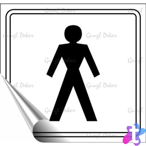 Információs matrica, 8,7x8,3 cm, toalett, férfi szimbólum, fehér/fekete