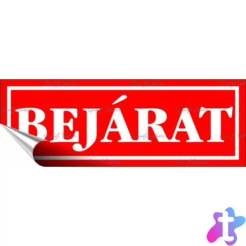 Információs matrica, 14x5 cm, "Bejárat", piros