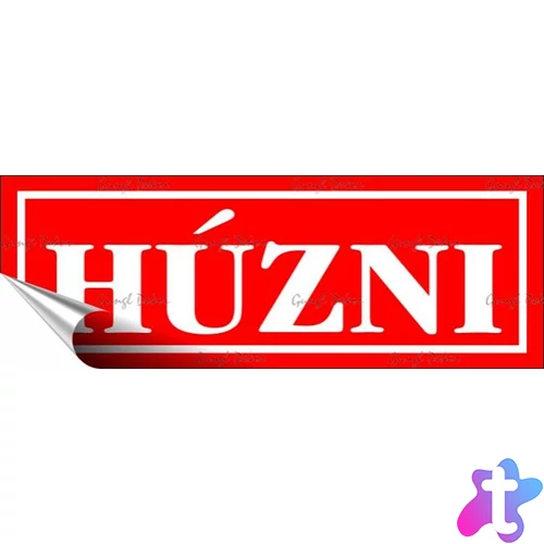 Információs matrica, 14x5 cm, "Húzni", piros