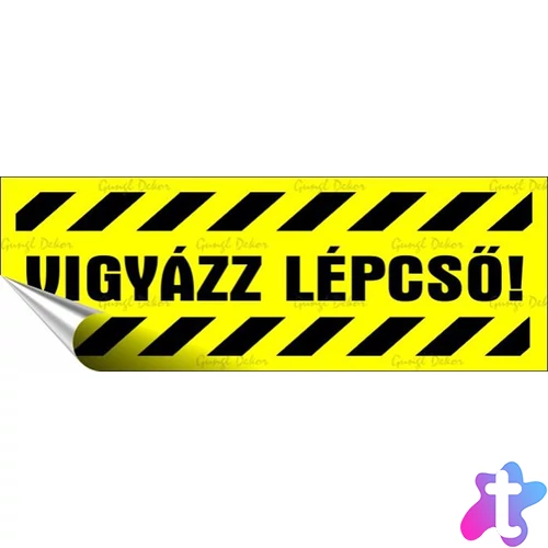 Információs matrica, 14x5 cm, "Vigyázz lépcső!"