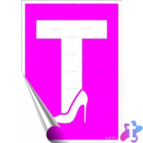 Információs matrica, 25x17,5 cm, tanuló vezető T betű, női, pink