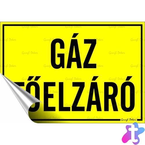 Információs matrica, 11,6x16,6 cm, "Gáz főelzáró"