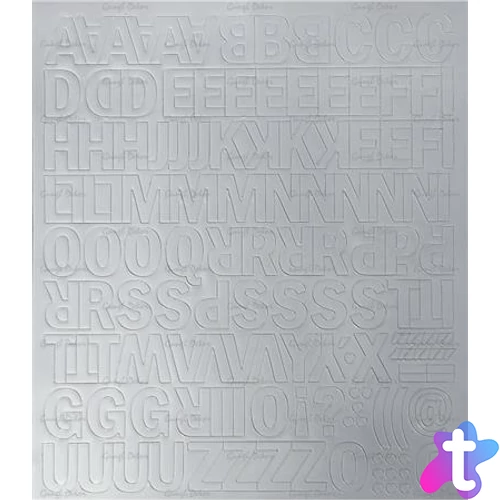 Öntapadós matrica, 2 cm-es, betűlap, fehér