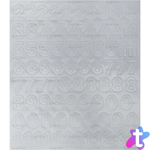 Öntapadós matrica, 2 cm-es, számlap, fehér