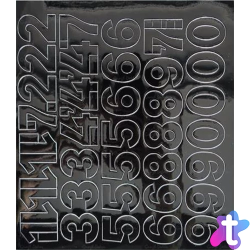 Öntapadós matrica, 3 cm-es, számlap, fekete