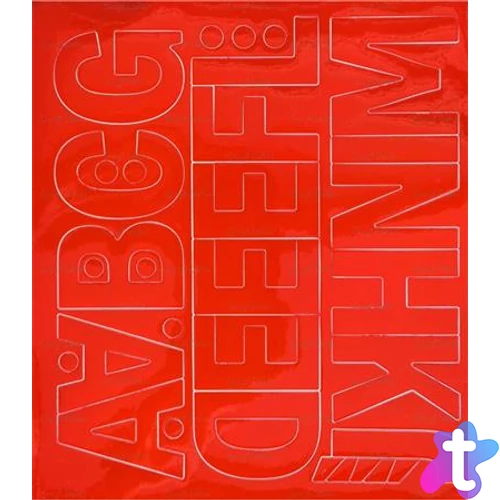 Öntapadós matrica, 5 cm-es, betűlap, ABC első fele, piros