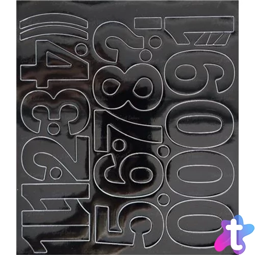 Öntapadós matrica, 5 cm-es, számlap, fekete