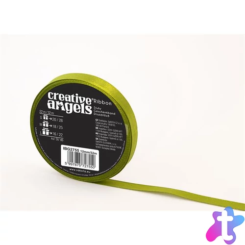 Szatén szalag, 12 mm x 32 m, zöld