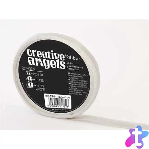 Szatén szalag, 12 mm x 32 m, ezüst