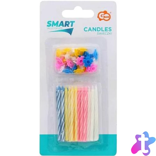 Gyertya, születésnapi, tartóval, 24 db