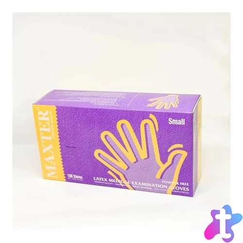 Védőkesztyű, egyszer használatos, latex, 5,7g, S méret, 100 db, púder nélküli, bézs