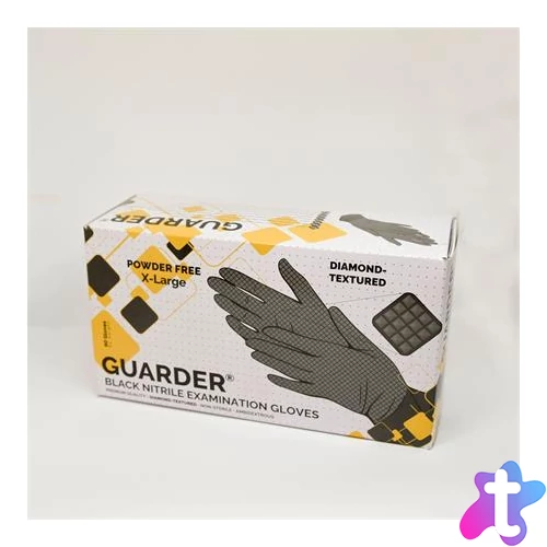 Védőkesztyű, egyszer használatos, nitril, 8,4g, M méret, 100 db, púder nélküli, fekete