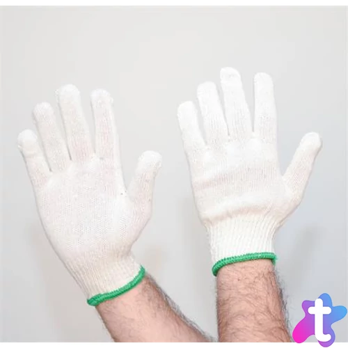 Cérnakesztyű, kevertszálas, XL méret, 12 pár, rövid szár, natúr szín