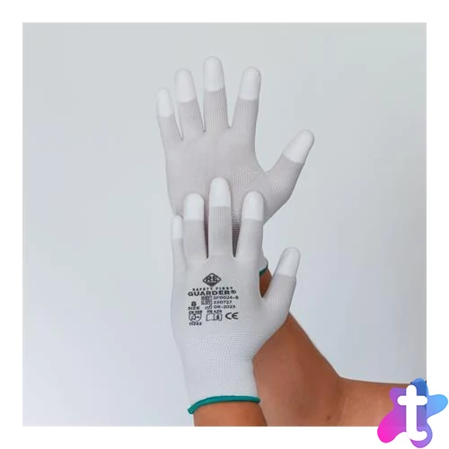 Védőkesztyű, karbonszálas, PU ujjbegy mártott, XL méret, fehér-szürke