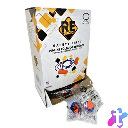 Füldugó, zsinóros, PU hab, 100 pár, narancssárga