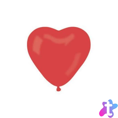 Léggömb, 25 cm, szív alakú, piros