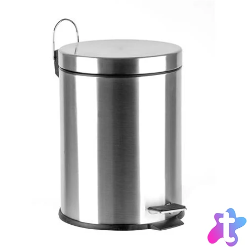 Pedálos szemetes, rozsdamentes acél, kivehető műanyag vödörrel, 10 liter