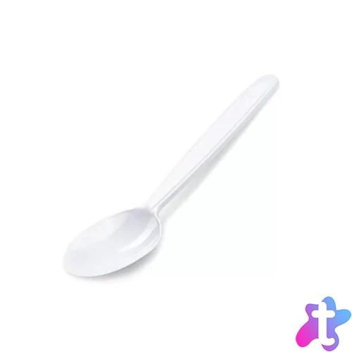 Evőkanál, műanyag, többször használatos, 18 cm, 50 db, fehér