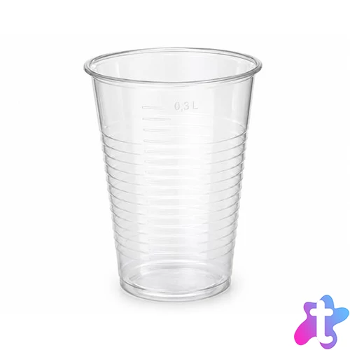 Műanyag pohár, 3 dl, 50 db, víztiszta