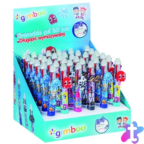 Zseléstoll display, törölhető, nyomógombos, négyszínű, "Gimboo", 4 különböző mintával