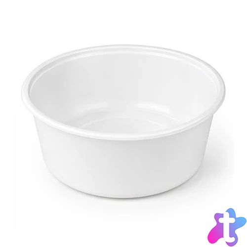 Műanyag leveses tányér, tetőzhető, 500 ml, 50 db, fehér