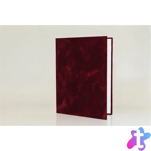 Oklevéltartó, A5, exkluzív, plüss, 1 db  fekvő, A4-es oklevélhez, bordó