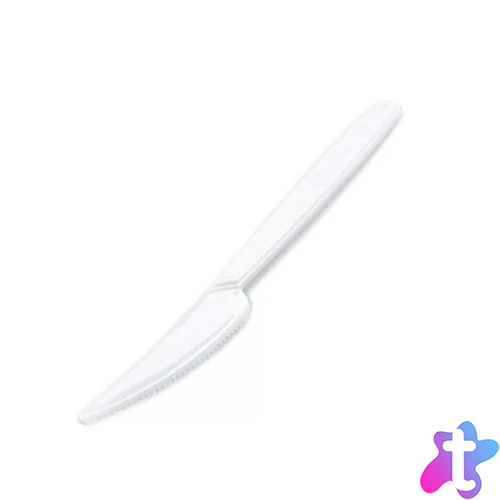Kés, műanyag, többször használatos, 18 cm, 50 db "Premium", fehér