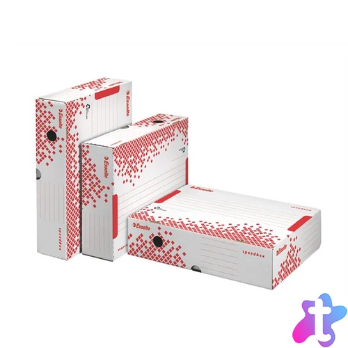 Archiválódoboz, A4, 80 mm, újrahasznosított karton, felfelé nyíló, ESSELTE "Speedbox", fehér